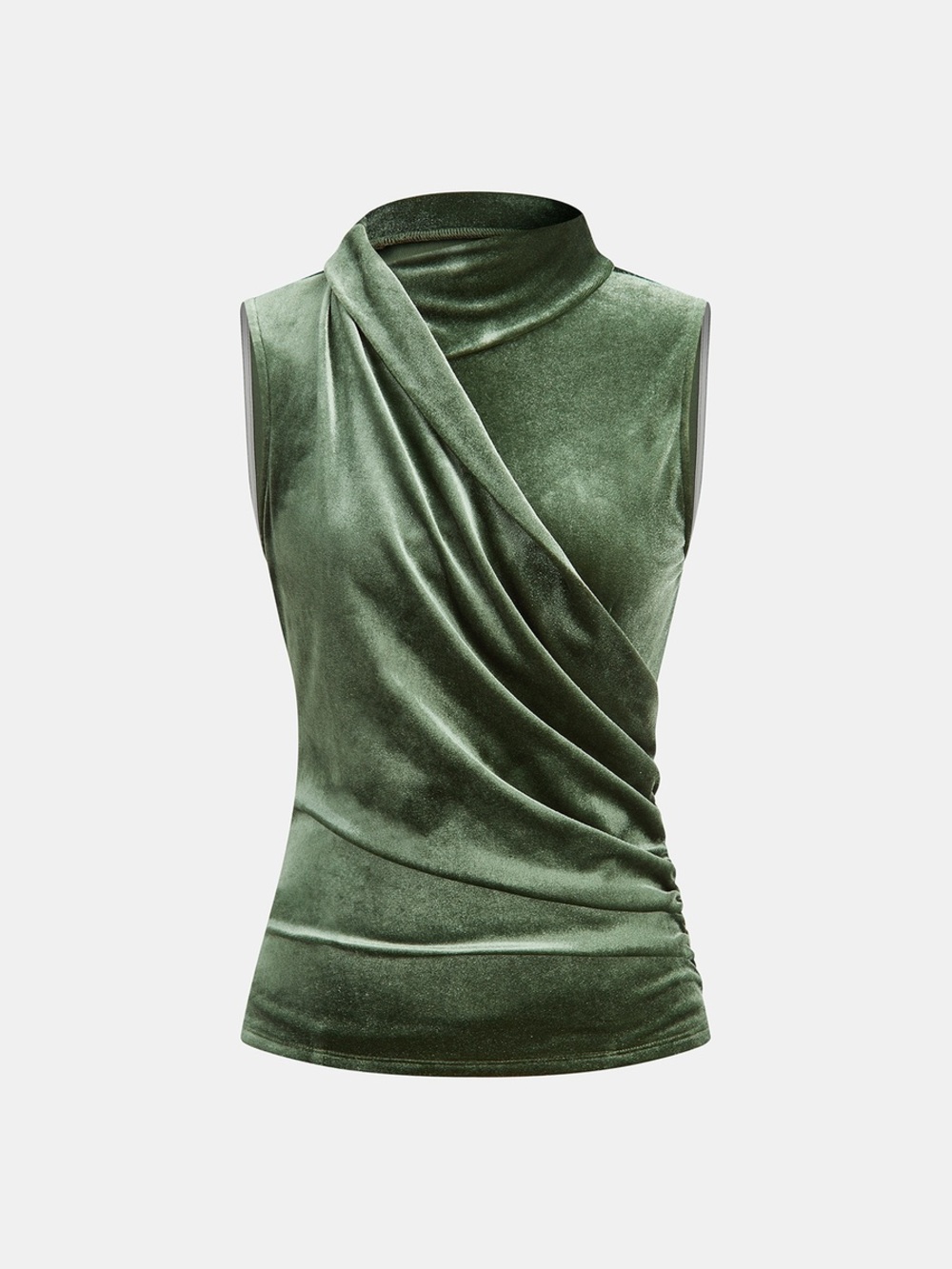 Commense Velvet Draped Sleeveless Top